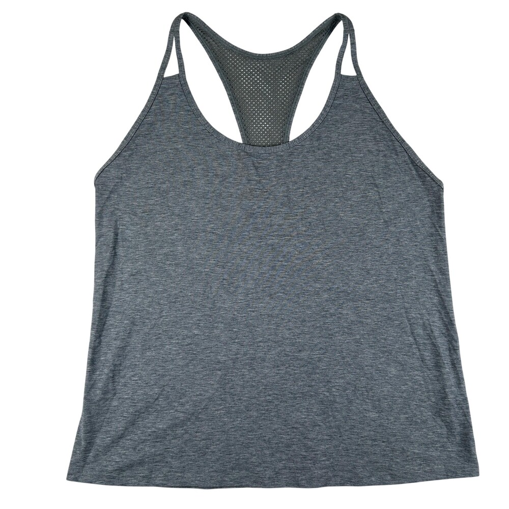 Zella Tank Top Womens XL Gray Scoop Neck Mesh Racerback Lightweight Stretch